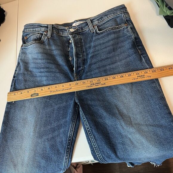 Re/Done Women’s 32 Distressed Ankle Buttoned Ultra High Rise Jeans Indigo Storm - Picture 11 of 13